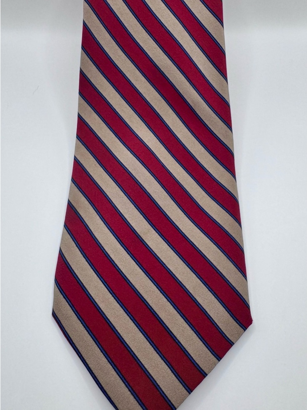 Yves Saint Laurent Burgundy and Tan Diagonal Stripe Tie